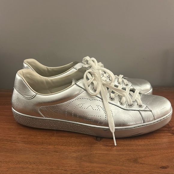 GUCCI ACE SNEAKER SILVER - SIZE UK 11.5 - Picture 1 of 6